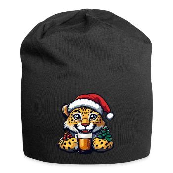 Léopard Noël Bière Drôle - Bonnet en jersey - noir - Devant