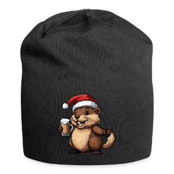 Biber Weihnachten Bier Lustig - Jersey-Beanie - Schwarz - Vorne