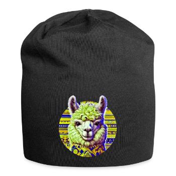 Alpaka - Jersey-Beanie - Schwarz - Vorne