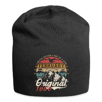 Geschenk zum 69. Geburtstag, geboren im Februar 1956 - Jersey-Beanie - Schwarz - Vorne