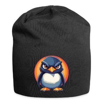 Grummeliger Pinguin - Jersey-Beanie - Schwarz - Vorne