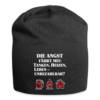 Die Angst fährt mit - Jersey-Beanie - Schwarz - Vorne