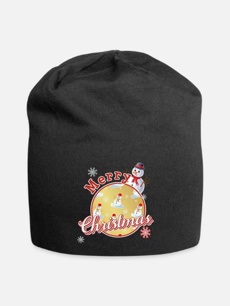 Joyeux Noël Anglais avec Bonhommes de Neige - Bonnet en jersey - noir
