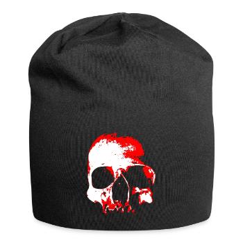 Roter Schädel Kontrast - Jersey-Beanie - Schwarz - Vorne