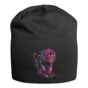 Lion courant Tête de Lion Coloré Prédateur Animal Sauvage - Bonnet en jersey - noir - Devant
