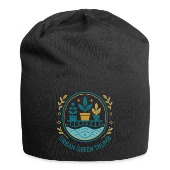 Grüner Daumen - Jersey-Beanie - Schwarz - Vorne