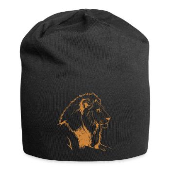 Bronze Lion Line Illustration - Jersey Beanie - black - Front