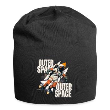Astronaut in rocket jump - Jersey Beanie - black - Front