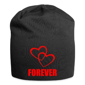 FOREVER – Heart Design for Couples & True Love - Jersey Beanie - black - Front