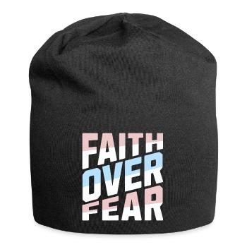 Faith Over Fear Pastell Christlich Inspirierend - Jersey-Beanie - Schwarz - Vorne