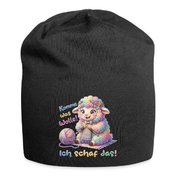 Komme was wolle ich schaf das  - Jersey-Beanie - Schwarz - Vorne