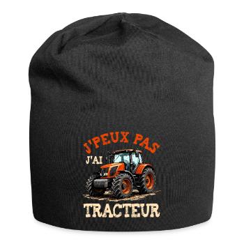 J’peux pas j’ai tracteur - humour agriculture - Bonnet en jersey - noir - Devant