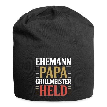 Papa barbecue Père grill Maître Humour de héros - Bonnet en jersey - noir - Devant