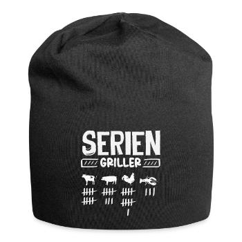 Seriengriller Lustiger Grillmeister Fleisch BBQ - Jersey-Beanie - Schwarz - Vorne