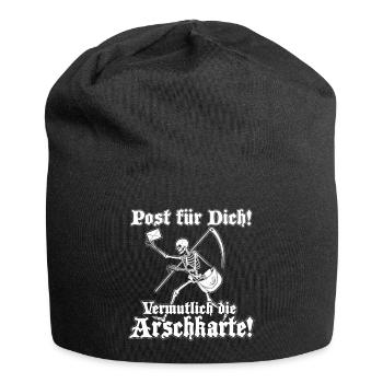 Fürchte den Tod nicht - Skelett mit Sense - Jersey-Beanie - Schwarz - Vorne