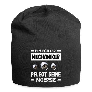 Ein Echter Mechaniker Pflegt Seine Nüsse Kfz Auto - Jersey-Beanie - Schwarz - Vorne