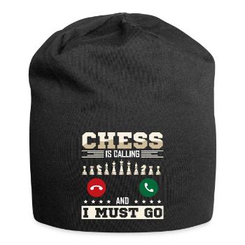Schach Schachspieler Schachbrett - Jersey-Beanie - Schwarz - Vorne