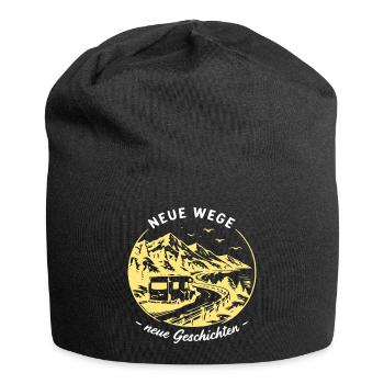 Neue WegeNeue Geschichten Camper-Motiv - Jersey-Beanie - Schwarz - Vorne