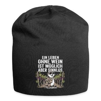 Lustiger Otter Wein Experte - Jersey-Beanie - Schwarz - Vorne