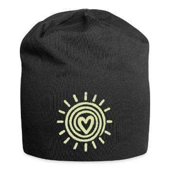 Sun Heart Hand Drawing - Jersey Beanie - black - Front
