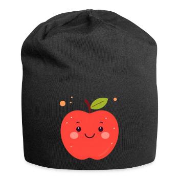 Funny Red Kawaii Apple – Cute Fruit - Jersey Beanie - black - Front