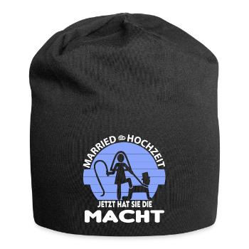 Junggesellenabschied Sie hat die Macht Peitsche - Jersey-Beanie - Schwarz - Vorne