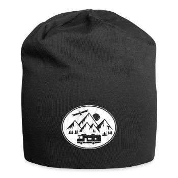 RV Motorhome in the Mountains - Camper van Holiday - Jersey Beanie - black - Front
