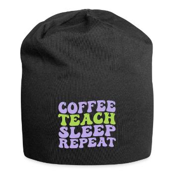 coffee teach sleep repeat nice and cute idea gift - Jersey Beanie - black - Front