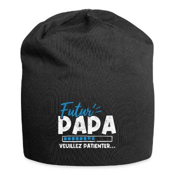 Futur papa veuillez patienter - Bonnet en jersey - noir - Devant