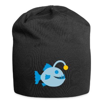 Fisch Anglerfisch Tiefsee Biolumineszenz Symbol - Jersey-Beanie - Schwarz - Vorne
