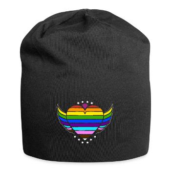 Étreinte de connexion arc-en-ciel, fierté heureuse - Bonnet en jersey - noir - Devant