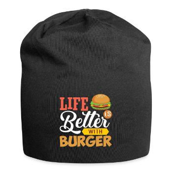 Burgers and life is better - Jersey Beanie - black - Front