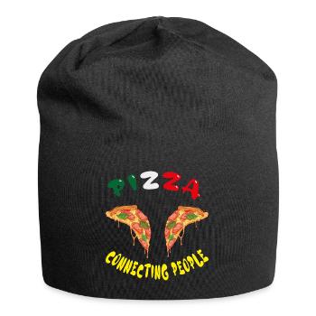 Pizza, connecter les gens, les amis - Bonnet en jersey - noir - Devant