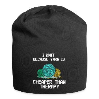 Stricken ist besser als Therapy Stricken Nadeln - Jersey-Beanie - Schwarz - Vorne