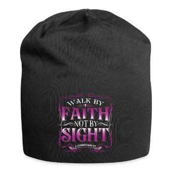 Jesus Christus Shirt Walk By Faith Not By Sight - Jersey-Beanie - Schwarz - Vorne