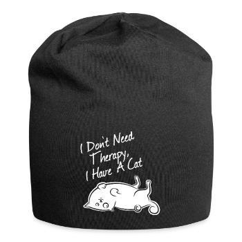 "I don't need therapy, I have a cat", white - Jersey Beanie - black - Front