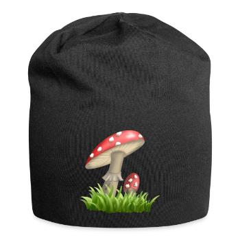 Fliegenpilze - Jersey-Beanie - Schwarz - Vorne