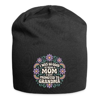 Retro Blumen Mutter Befördert Oma - Jersey-Beanie - Schwarz - Vorne