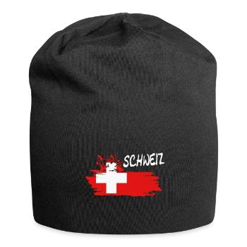 Schweiz Swiss Switzerland - Jersey-Beanie - Schwarz - Vorne