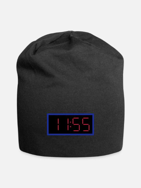★ Designfarben änderbar ★ Digitaluhr 11:55 Uhr - Jersey-Beanie - Schwarz