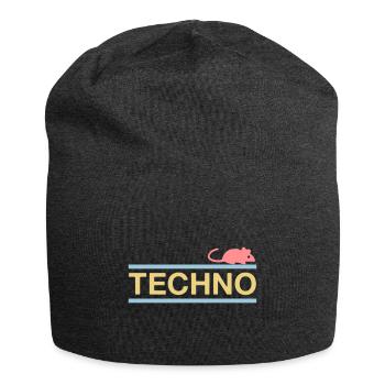 ★ Designfarben änderbar ★ Technomaus (Maus) - Jersey-Beanie - Anthrazit - Vorne
