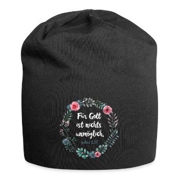 Für Gott ist nichts unmöglich Lukas 1,37 - Jersey-Beanie - Schwarz - Vorne