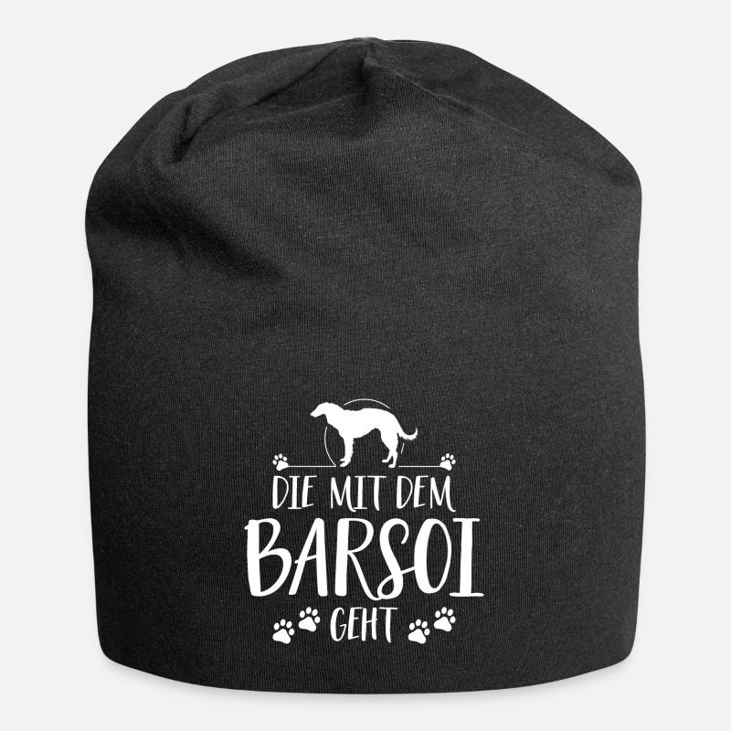 DIE MIT BARSOI GEHT Hunde Hundespruch Wilsigns - Jersey-Beanie - Schwarz
