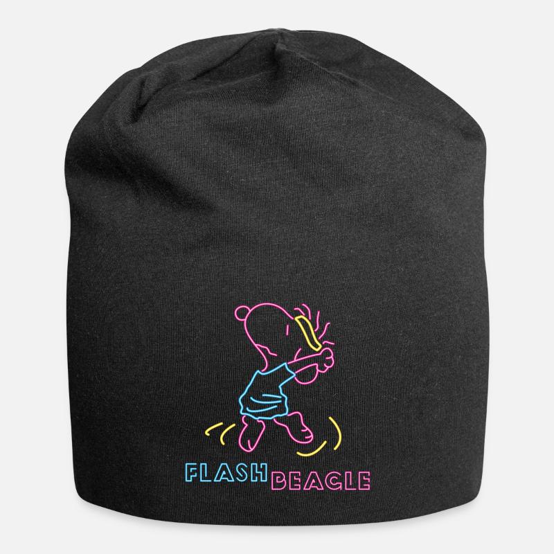 Peanuts Snoopy Flash Beagle Neon 80er - Jersey-Beanie - Schwarz