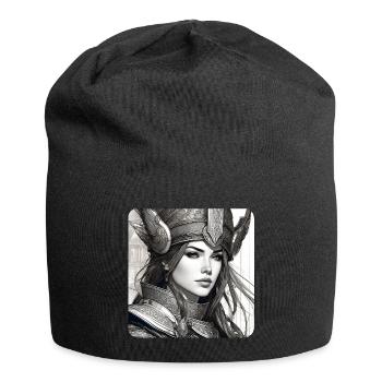 Fantasy Anime Girl Wikinger Germanen Mittelalter - Jersey-Beanie - Schwarz - Vorne