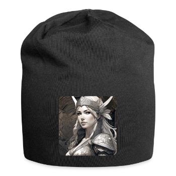 Fantasy Anime Girl Wikinger Germanen Mittelalter - Jersey-Beanie - Schwarz - Vorne
