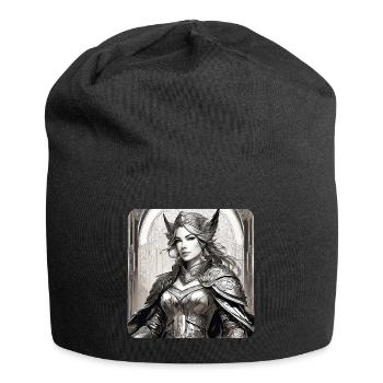 Fantasy Anime Fille Viking Germanique Trigues Moyen Âge - Bonnet en jersey - noir - Devant