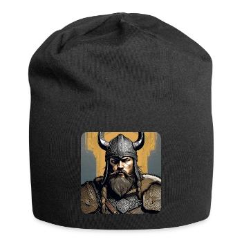 Proud Viking with Horns Helmet - Jersey Beanie - black - Front