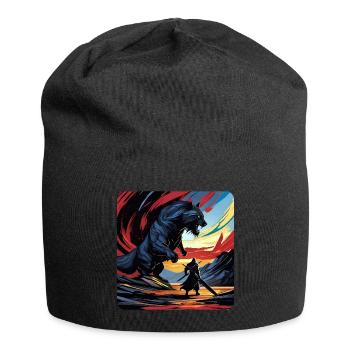 Wikinger Krieger gegen Fenris Wolf - Jersey-Beanie - Schwarz - Vorne