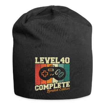 40th Birthday Gift - Level 40 Complete - Jersey Beanie - black - Front